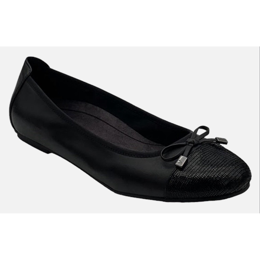 Vionic Minna Ballet Flats Shoes Womens Size 9 Black Leather Orthotic Comfort